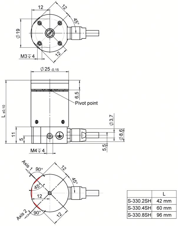 Schnelle piezoelektrische Tip/Tilt-Plattform S-330
